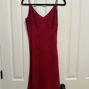 Ann Taylor Red Midi Dress with Spaghetti Straps